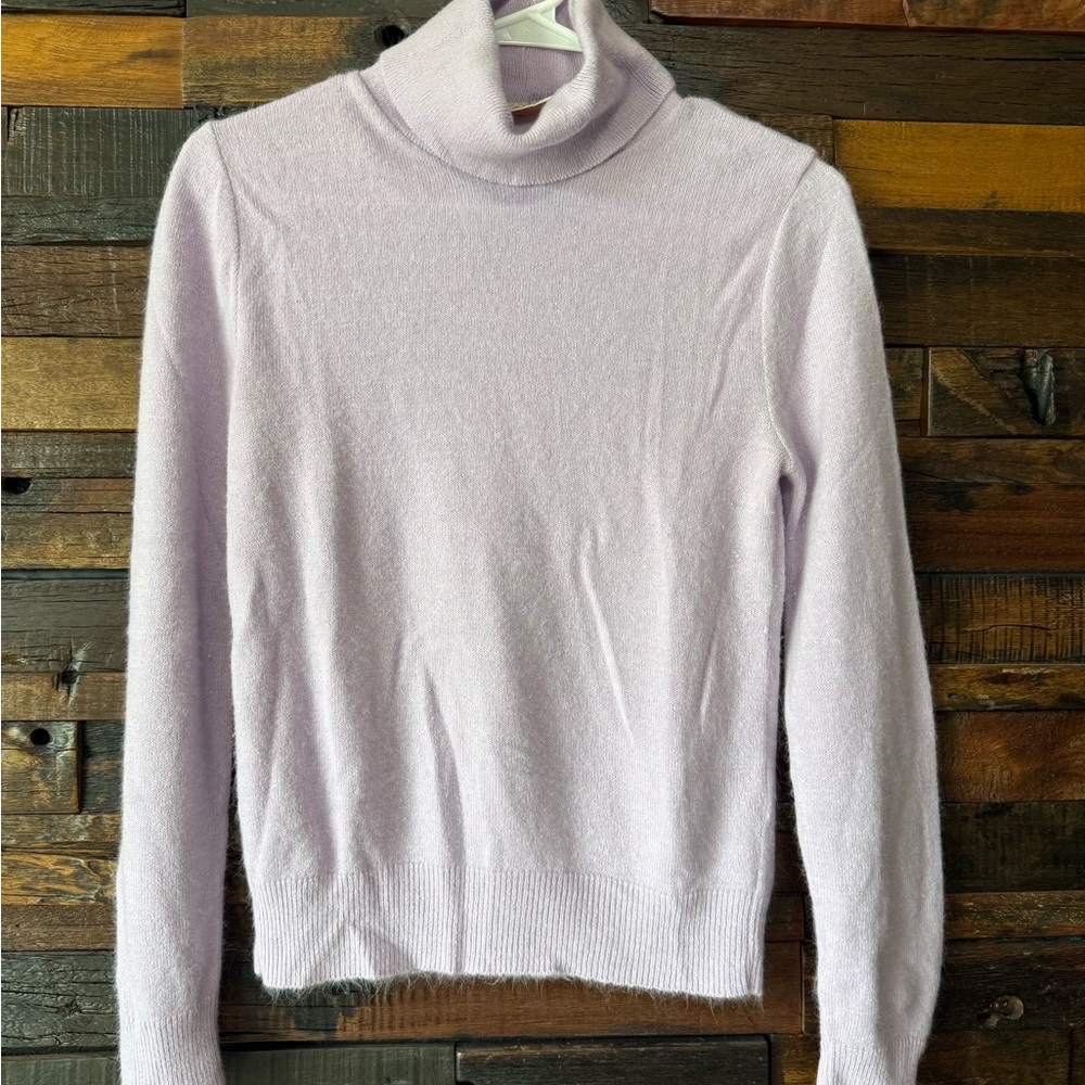 Vintage 70s 80s Lavender Turtleneck Sweater Pandora USA Soft Fuzzy Knit Fitted